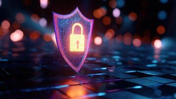 The Secure Shield Icon Representing Digital Protection and Cybersecurity Concepts photo