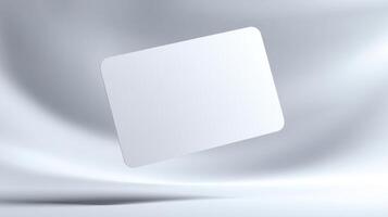 The blank card floating elegantly against a soft, white background. photo