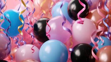 The vibrant assortment of balloons creating a festive party atmosphere photo