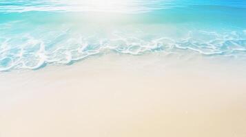 A beach with waves and sun shining on it photo