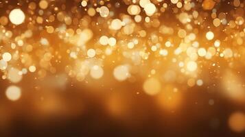 Golden bokeh background with lights photo
