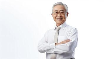 An asian man in a white shirt and tie photo