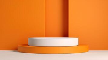 An empty pedestal on an orange background photo