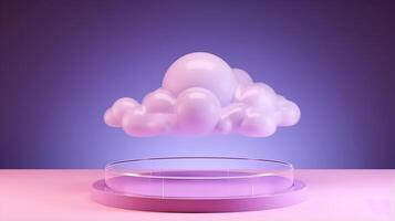 A cloud floating in the air on a purple background photo