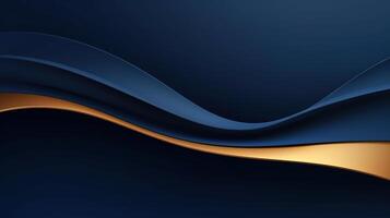 An abstract blue and gold background with wavy lines photo