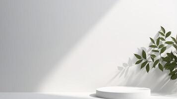 White wall with plant and shadow on it photo