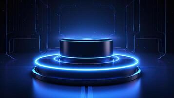 A futuristic black and blue object on a dark background photo