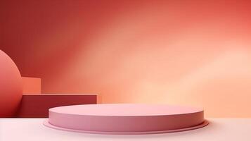 3d render of a pink and red background with a podium photo