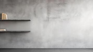 Empty room with concrete wall and shelves photo