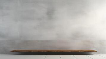 Empty wooden bench against a wall in a room photo