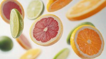 A bunch of citrus fruits photo