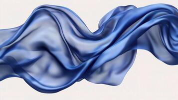 A blue silk fabric is flying in the wind photo