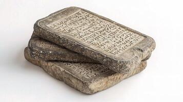 A stone tablet with writing on it photo