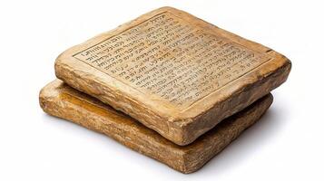 Two large stone blocks with hebrew writing on them photo