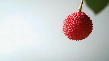 A red fruit hanging from a tree photo
