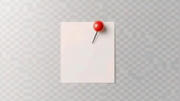 A red pin on a white paper with a red sticker photo