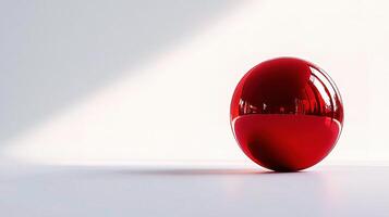 A red ball sitting on a table photo