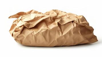 A brown paper bag sitting on top of a white surface photo