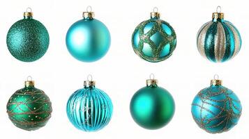 A collection of christmas ornaments in different colors photo