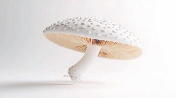 A white mushroom with white dots on it photo