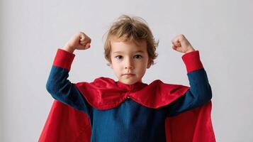 A young boy in a superhero costume photo