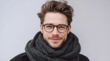 A man with glasses and a scarf photo