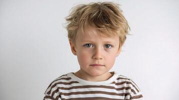 A young boy with a striped shirt on photo