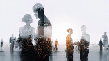 The business people are standing in a crowd photo