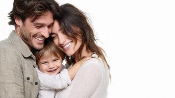 A man and woman are holding a child photo