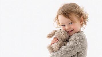 A little girl holding a teddy bear photo