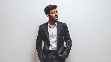 A young indian man in a suit and tie photo