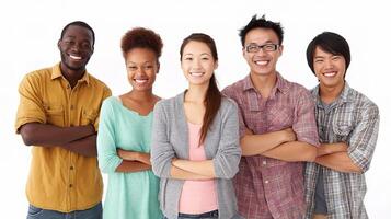 A group of young people standing together photo