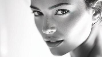 A woman with a black and white photo