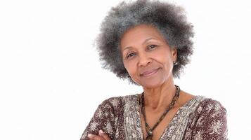 An older woman with an afro hair style photo