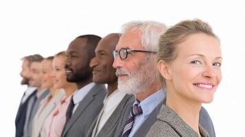 A group of business people standing in line photo