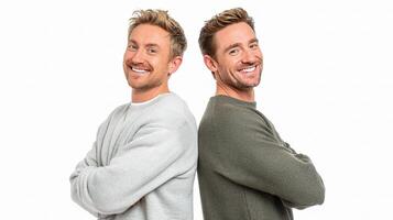 Two men standing side by side with their arms crossed photo