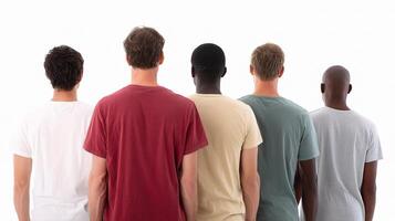 A group of men in different colors of t - shirts photo