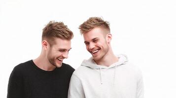 Two men are smiling and laughing together photo