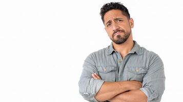 A man with his arms crossed and a serious look on his face photo