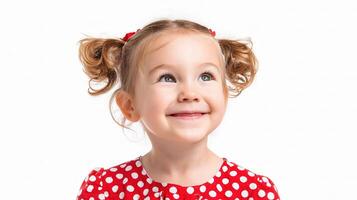 A little girl in a red polka dot dress photo