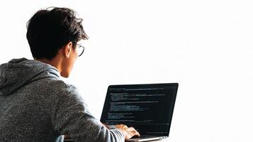 A person sitting at a desk with a laptop photo