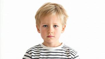 A young boy in a striped shirt photo