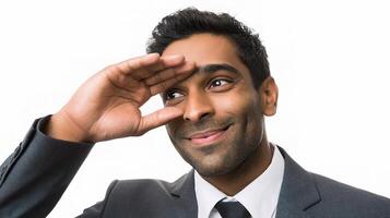 A man in a suit is looking at the camera photo