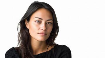 A woman with dark hair and a black top photo