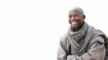 A smiling man in a robe and scarf photo