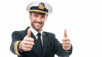 A man in a sailor uniform giving the thumbs up photo