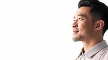 A man in a shirt looking up photo