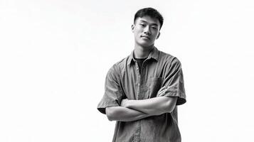 A young man in a shirt posing for a photo