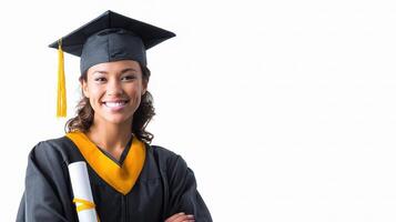 A woman in a graduation gown and cap photo