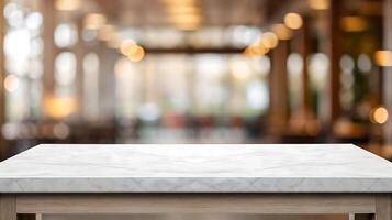 marble table mockup on a blurred background photo